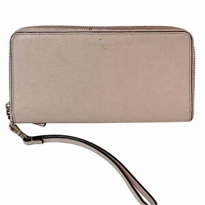Kate Spade Blush Pebbled Leather Zip Around Wristlet Wallet Clutch